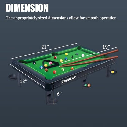 Mini Pool Table Toy – Portable Billiards Game Table for Kids & Adults, Desktop Billiard with Balls & Sticks, Family Game Night Gift for Boys Girls - color: Black & Green