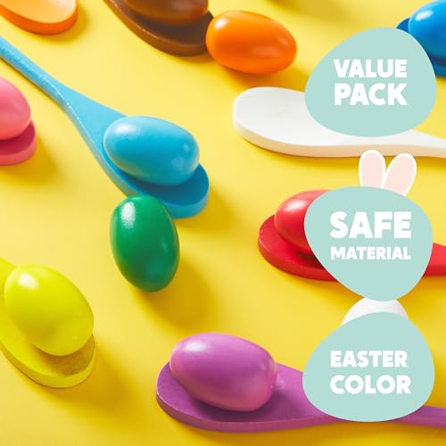JOYIN 6 Pack Potato Sack and 24 PCS Easter Egg and Spoon Race Game Set, Multiple Players Carnival Game for Kids & Family Holiday Activity, Outdoor Picnic Party Yard Easter Games