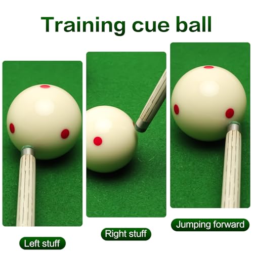 2-1/4" Pro Training Cue Ball, 6 Red Dots Tournament Grade | White high-impact resin billiard cue ball, tournament standard for pool practice and 8-ball training
