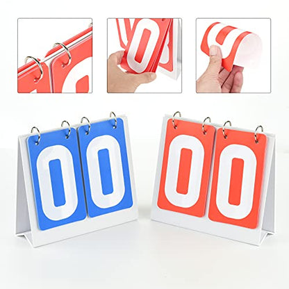 Cosmos 2 Pcs Portable Table Top Flip Scoreboard Score Keeper Score Flipper for Basketball Football Soccer Baseball Hockey Multi-Sports Competition, 2 Digit Number Cardboards