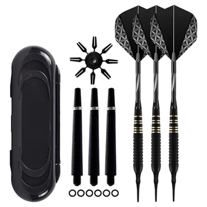 Soft Tip Darts Set, Edge Grip, Nitrotech Shafts, Pet Flights, 6.1 in, Includes Dart Case, Shafts Replacement, 15.5 Cm, Black Darts for Professionals