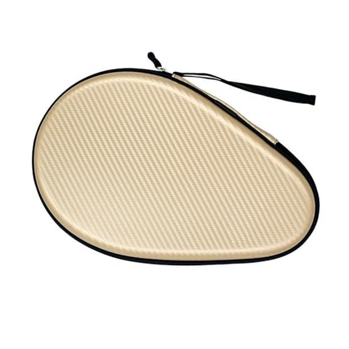 MiOYOOW Table Tennis Racket Case, Hard Shell Ping Pong Storage Bag Ping Pong Paddles Case with Zipper Can Hold 2 Short-Handled Rackets or 1 Long-Handled Racket - color: Straw mat pattern light gold