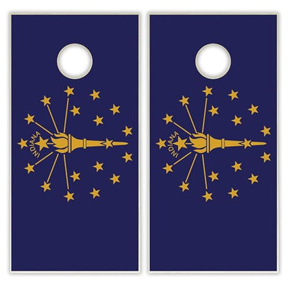 State Flag Solid Wood Regulation Cornhole Set 4 Feet x 2 Feet Includes Set of 8 Bags and Carrying Case with Optional LED Lights and Lamination - style: Indiana