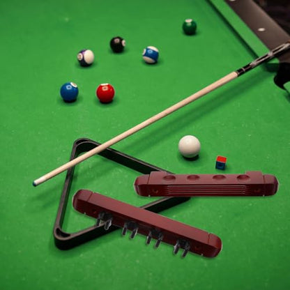 Cabilock Wood Wall-Mounted Pool Stick Rack 4-Hole Solid Wood Billiard Cue Stand Holder Set of 2 Burgundy for Game Room Storage and Display