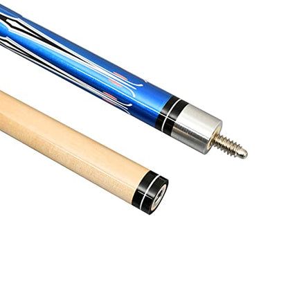 Set of 2 Pool Cue Stick,58" 2 Piece Maple Billiard Cue Stick - color: Blue