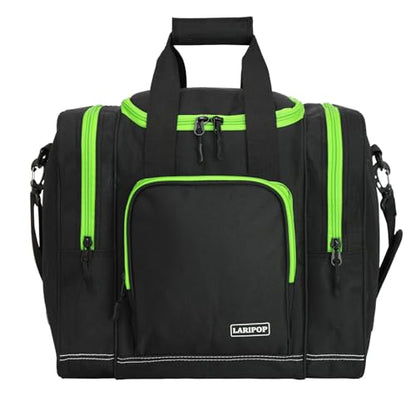 LARIPOP Bowling Ball Bag, Single Bowling Tote with Padded Ball Holder, Ventilated Shoe Pocket & Adjustable Shoulder Strap for Adult Bowlers Men Women - color: Black+Lemon Green