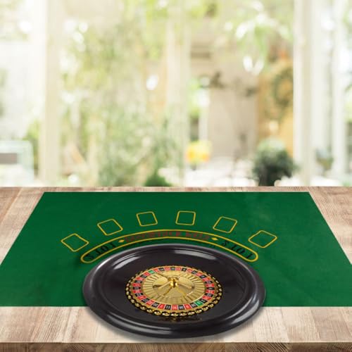Roulette Wheel Set – 16-Inch Gambling Wheel with Reversible Roulette and Black Jack Table Cotton, Chips, 2 Decks of Cards, and More by Trademark Poker
