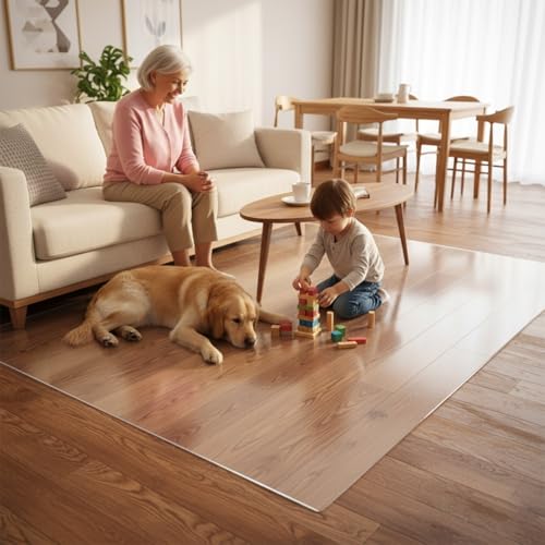 1.5mm Thick PVC Clear Chair Mat for Hardwood Floor, Waterproof Heavy Duty Floor Protector Mats, Non-Slip Transparent Desk Chair Mat for Home Office, Floor Mat for Rolling Chairs