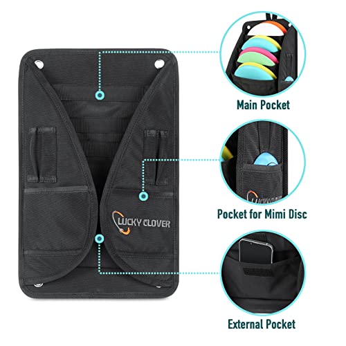 LUCKY CLOVER Disc Putter Pouch: Disc Golf Accessory Pocket Pouch, Secure to Cart Handle with Strap, Fits Most Carts