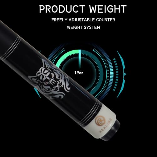 58" 19-20oz 2-Piece Carbon Pool Cue Stick 11.8mm Tip Billiard Carbon Fiber Clue, Billiard Supplies 1/2 Joint Handmade Straight Fit Ball/Black Eight, Nine Balls 19-20oz (Play Cue) - color: Black