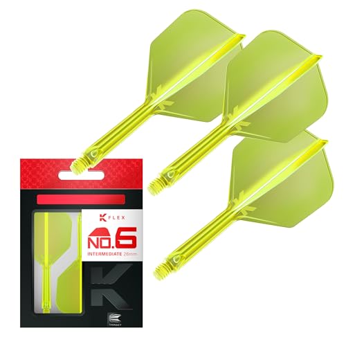 Target Darts K Flex Integrated Dart Flight and Shaft, No.6 | 3-Pack K-Flex - No. 6, Kflex Precision-Molded 2-in-1 Dart Flights and Dart Shaft | Professional Dart Accessories - color: Yellow, size: Intermediate (26mm)