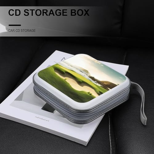 MUSM 40 Capacity Beach Golf Course CD DVD Case Waterproof Dustproof Hard Plastic Disc Storage Binder Portable Zipper CD DVD Wallet Holder for Car Home Office Travel