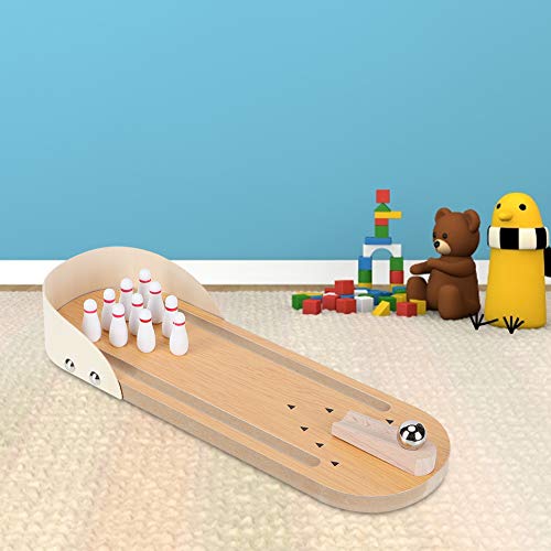 HEEPDD Desktop Bowling Game, Wooden Mini Bowling Set for Family Fun and Office Play, 11x3.9x1.6 Inches Festival Category
