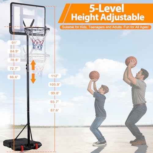 Nova Microdermabrasion Basketball Hoop Outdoor 7.2-9.2ft Adjustable, 32 inch Backboard, Portable Basketball Hoop Goal System for Youth/Adults Outdoor Indoor Play