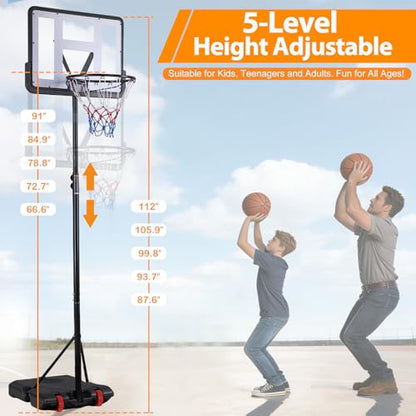 Nova Microdermabrasion Basketball Hoop Outdoor 7.2-9.2ft Adjustable, 32 inch Backboard, Portable Basketball Hoop Goal System for Youth/Adults Outdoor Indoor Play