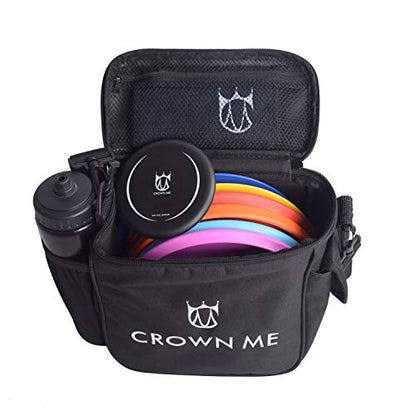CROWN ME Disc Golf Starter Set,Disc Golf Set with 6 Discs, 1 Marker,1 Towel and Starter Disc Golf Bag Fairway Driver - color: Black