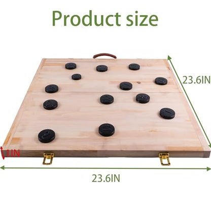 Lawn Outdoor Family Game Wooden Breton Palet Board Game Solid Wood Gaming Board Cornhole Board with 12 Metal Discs Palet Breton Game Set Backyard Games (Log)