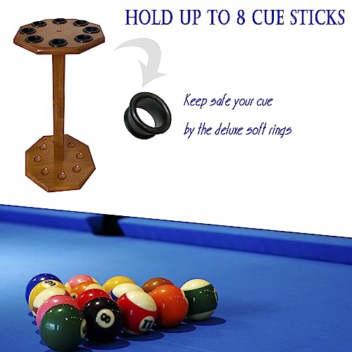 Freestanding Billiard Cue Rack, Pool Table Accessories Hold 8 Cues, Pool Cue Stick Holder, Wooden Floor Stand Pool Cue Holder for Billiard Game Room (Oak) - color: Oak