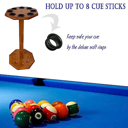 Freestanding Billiard Cue Rack, Pool Table Accessories Hold 8 Cues, Pool Cue Stick Holder, Wooden Floor Stand Pool Cue Holder for Billiard Game Room (Oak) - color: Oak