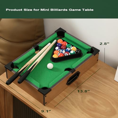 Mini Pool Table Wooden Billiards Tabletop Board Game for Family Night Party Time Gift for Cat Lovers - size: 14"