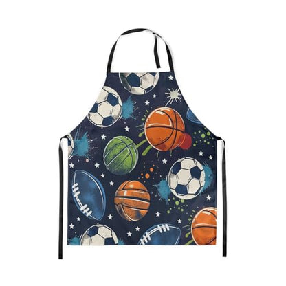 Manfei Ball Sports Kids Kitchen Apron - color: Orange Dark Blue
