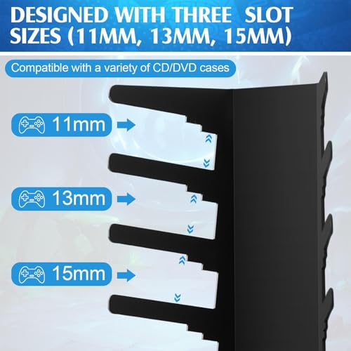 Video Game Storage Stand - Wall Mount Rack, Heavy Duty Metal Holder, Metal Wall Mounted Game Case Holder | Gamecase Organizer for Living Room Bedroom Office Equipment Bar Station Home Entertainment