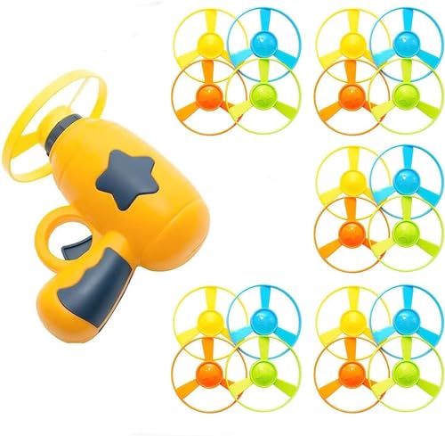 Cat Fetch Toy, Interactive Flying Cat Toy with 20 Flying Propellers, Kitten Tracks Toy for Training Hunting Chasing(Yellow) - color: Yellow+ 20 Propellers