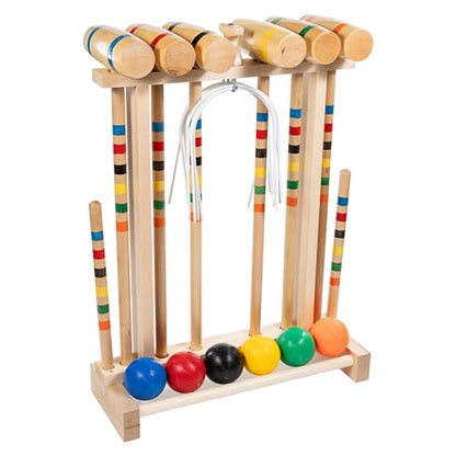 Framco Classic Amish Made 6 Player Maple Hardwood Croquet Set, Solid Head