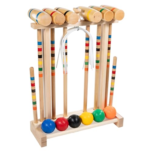 Framco Classic Amish Made 6 Player Maple Hardwood Croquet Set, Solid Head