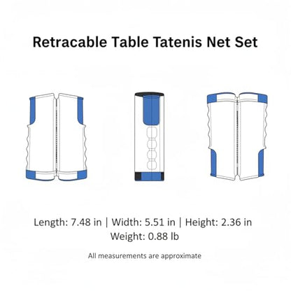 Retractable Table Tennis Net Set, Portable Clip-On Ping Pong Net for Flat Surfaces, Tool-Free Setup with Durable PP Construction - color: Gray