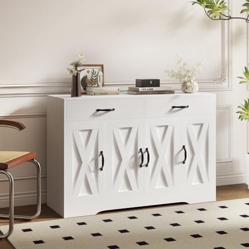 47" Sideboard Buffet Cabinet with Storage, Kitchen Cabinet for Dining Room, White - color: Brown, style: Sideboard Cabinet