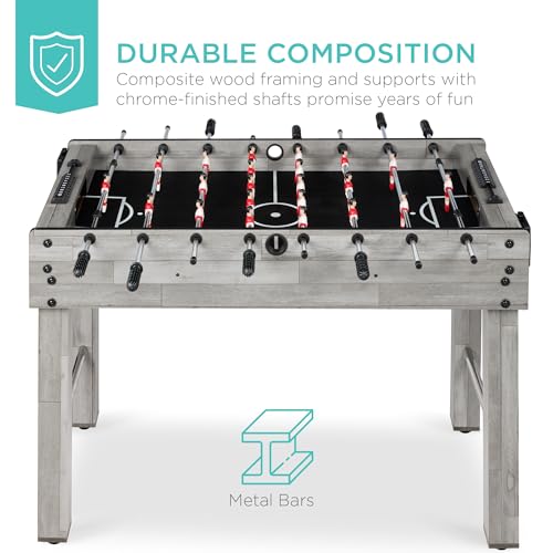 Best Choice Products Foosball Table for Kids and Adults, Game Room Soccer Game Table w/ 2 Balls, 2 Cup Holders, Ergonomic Handles, Chrome Finished Metal Bars - color: Gray