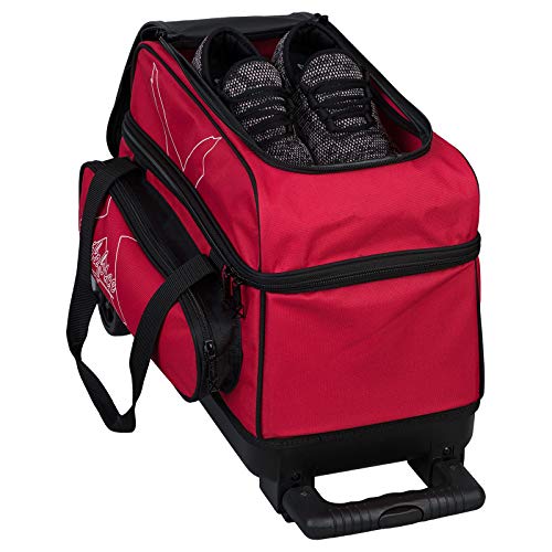 KR Strikeforce Hybrid X Double Roller Bowling Bag - Holds Two Balls, Shoes & Accessories - color: Red