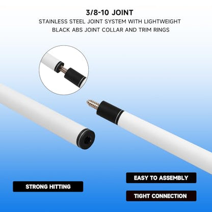 GSE Games & Sports Expert 58" 2-Piece Fiberglass Graphite Composite Billiard Pool Cue Sticks (Several Colors Available, Weight from 18oz, 19oz, 20oz, 21oz) - color: Matte White, style: 20oz