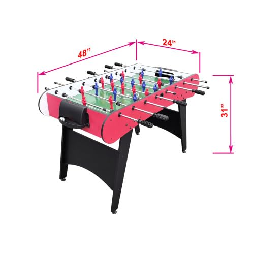 4ft Foosball Table Soccer Game Table Easy to Assemble with Wooden Steel Construction Indoor Sports Fun for Adults & Teens in Home&Apartments&Game Rooms - color: Red+wood