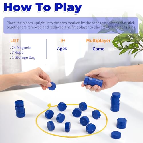 Magnetic Chess Game with 24 Travel-Stones, Magnet Chess 3 String & Portable Storage Bag, for Family & Party & Travel & Camping, Exciting Magnetic Game for Family Game Night - size: 24 Magnet