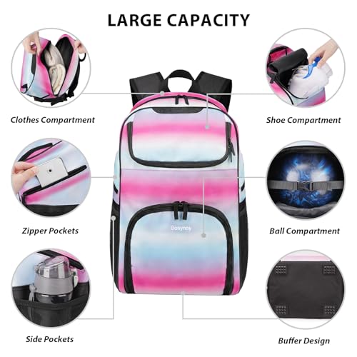 Bosynoy Bowling Backpack, Bowling Ball Bag Totes for Single Ball with Shoe Compartment & Foam Padded, Fits Shoes Up to US Mens Size 16, Grey - color: Pink