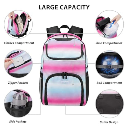 Bosynoy Bowling Backpack, Bowling Ball Bag Totes for Single Ball with Shoe Compartment & Foam Padded, Fits Shoes Up to US Mens Size 16, Grey - color: Pink
