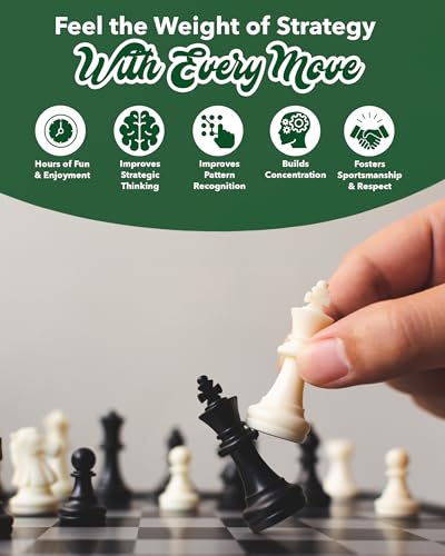 WE Games Bobby Fischer Ultimate Chess Pieces Set, Staunton Plastic Tournament Chess Set - Extra Queens, Triple Weighted