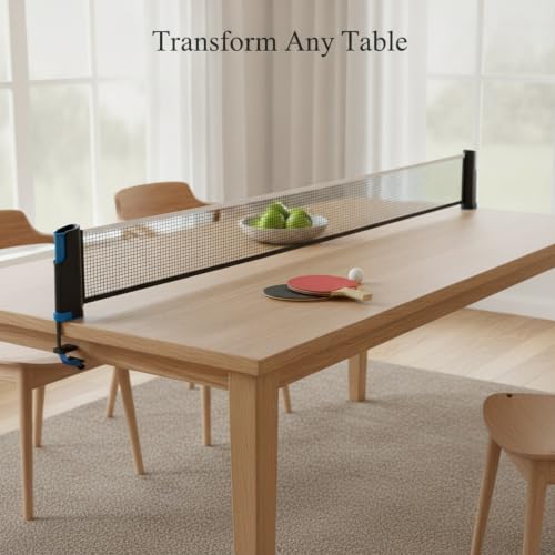 Retractable Table Tennis Net Set, Tool-Free Clamp Design for Dining & Office Tables, Portable ABS Plastic Ping Pong Net with Posts - color: Black