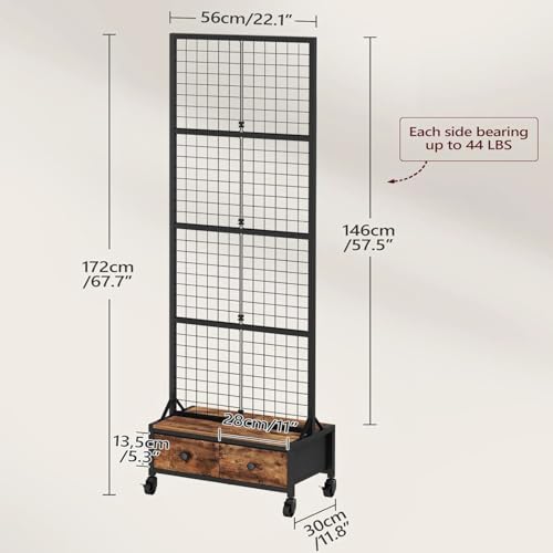 MAHANCRIS Gaming Floating Shelves and 1.8' x 5.6' Ft Grid Wall Panel Bundle, Display Rack for Gaming Room Decor, Kitchen, Home Bar, Entryway, Kitchen, Outdoors, FSHS142E01-GPHR5601