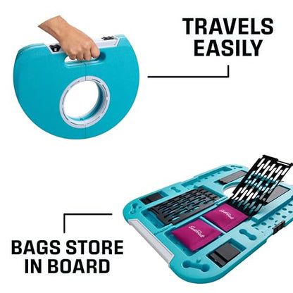 EastPoint Sports Go! Gater Cornhole – Light-Up and Travel Versions – Easy Storage & Light-Weight – Perfect for Outdoor and Indoor Play - style: Light-Up Board - Turquoise/White