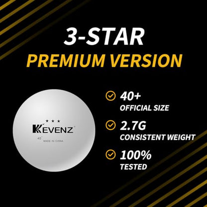 KEVENZ 72-Pack 3-Star 40+ Table Tennis Ball, Buy 60 Pcs Orange Training Ping Pong Balls, Get 12 Pcs Orang Match Balls - color: White, 120-Pack