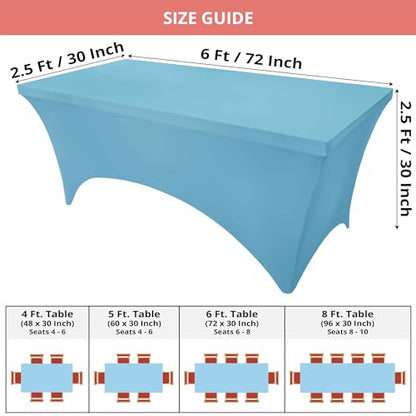 Utopia Kitchen Spandex Tablecloth 2 Pack [6FT, Blue Mist] Tight, Fitted, Washable and Wrinkle Resistant Stretch Rectangular Patio Table Cover for Event, Wedding, Banquet & Parties [72Lx30Wx30H Inch] - color: Blue Mist, size: 6 Feet - 2 Pack