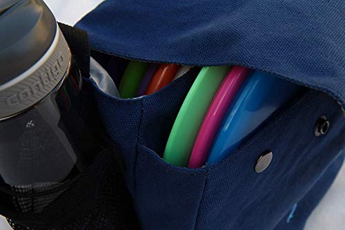 Kestrel Black Disc Golf Bag - Fits 6-10 Golf Discs + Bottle - For Beginner & Advanced Golfers - Extremely Durable Canvas - Frisbee Golf Bag - Small Sling/Shoulder Disc Golf Bag For Men & Women - color: Blue