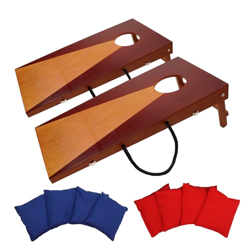 GSE Games & Sports Expert Portable Cornhole Board Set 1x2 ft, Solid Wood Frame with Plywood Board, Indoor & Outdoor Bean Bag Toss Game for Office, Home, Backyard, Beach, Camping, Tailgate, Travel