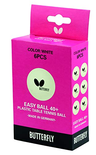 Butterfly 40mm Easy Ball (6PK),White,6 Pack