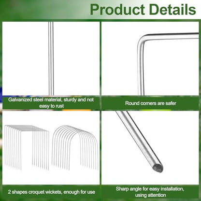 18 Pcs Croquet Wickets Set 11.5 x 6.1 Inch Square Arch Wickets Replacement for Croquet Metal Hoops with Galvanized Rustproof Wicket Replacement for Lawn Backyard Outdoor Sport Game