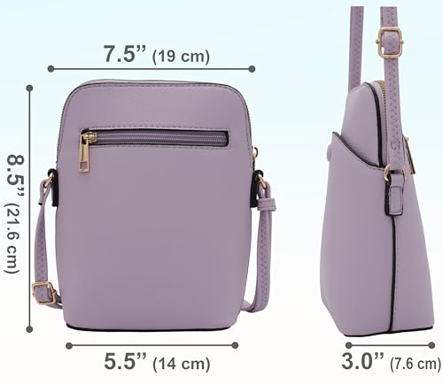 Solene Small Crossbody Bag with Gold Hardware, Mini Shoulder Purse with Adjustable Strap - color: Lavender