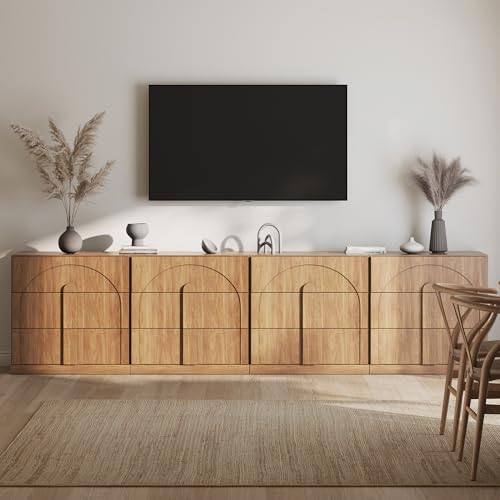 BELLEZE Set of 4 Bookcase with 3 Drawers, Modern Book Shelf with Wide Wooden Handle, 126" Wood Bookshelves for Living Room Office Entryway (Camel) - color: Bijou Camel C, size: 4